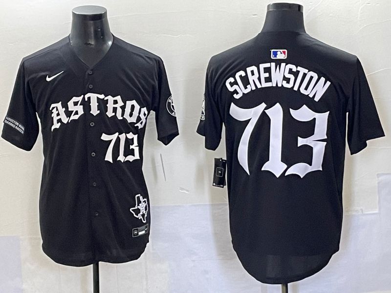 Men 2025 Houston Astros 713 Screwston Black Seven generations Joint Name Nike MLB Jersey style 9->houston astros->MLB Jersey